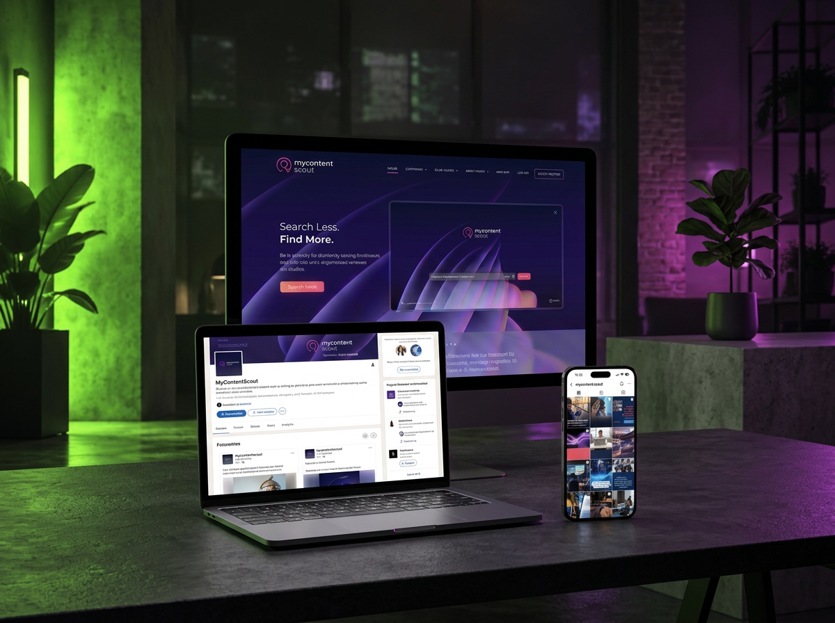 MyContentScout social media and Webflow website project